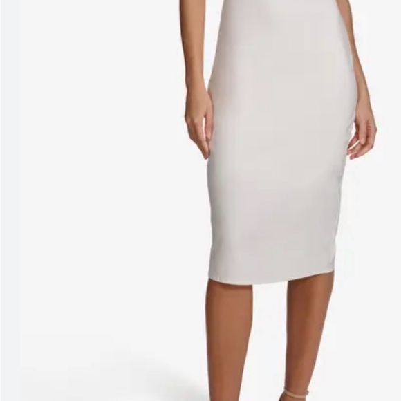 Sienna Sky Strapless Ivory Midi Dress with Side Cutout - Picture 2 of 11